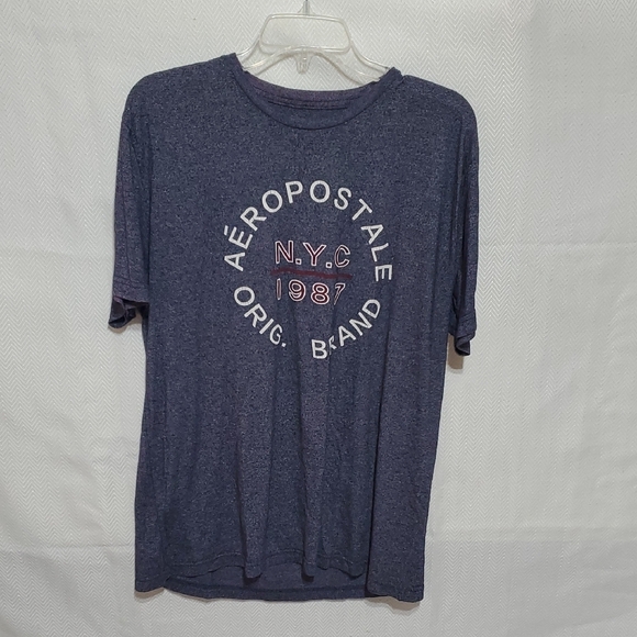 Aeropostale Men's Heathered Blue Graphic Tee - Picture 1 of 3